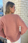 Textured Knit Oversized Top-Blush