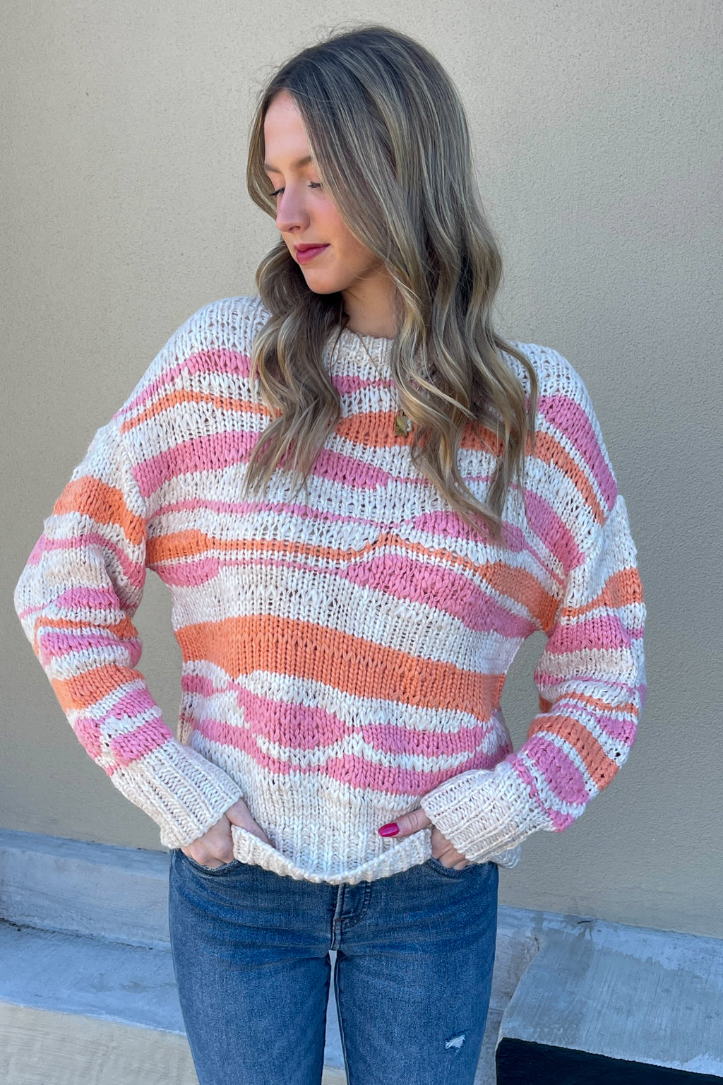 Very J Spring Striped Knit Sweater