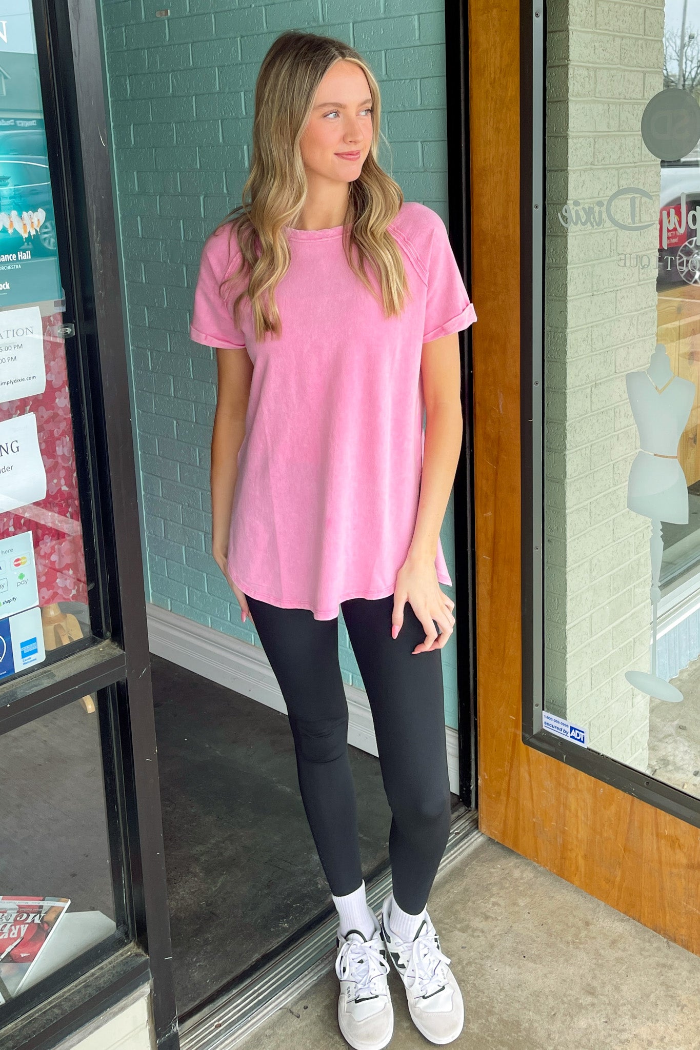 ＊＊アンナ＊＊ Zenana-French Terry Acid Wash Short Sleeve Cuff Pullover – Simply