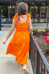 THML-Tiered Poplin Dress-Orange