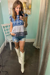 THML-Multi Print Tiered Top-Blue