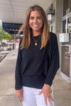 Zenana Ribbed Batwing Top Black