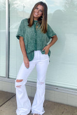 Zenana-Washed Baby Waffle Short Sleeve Top