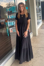 Zenana-Short Sleeve Tiered Maxi Dress