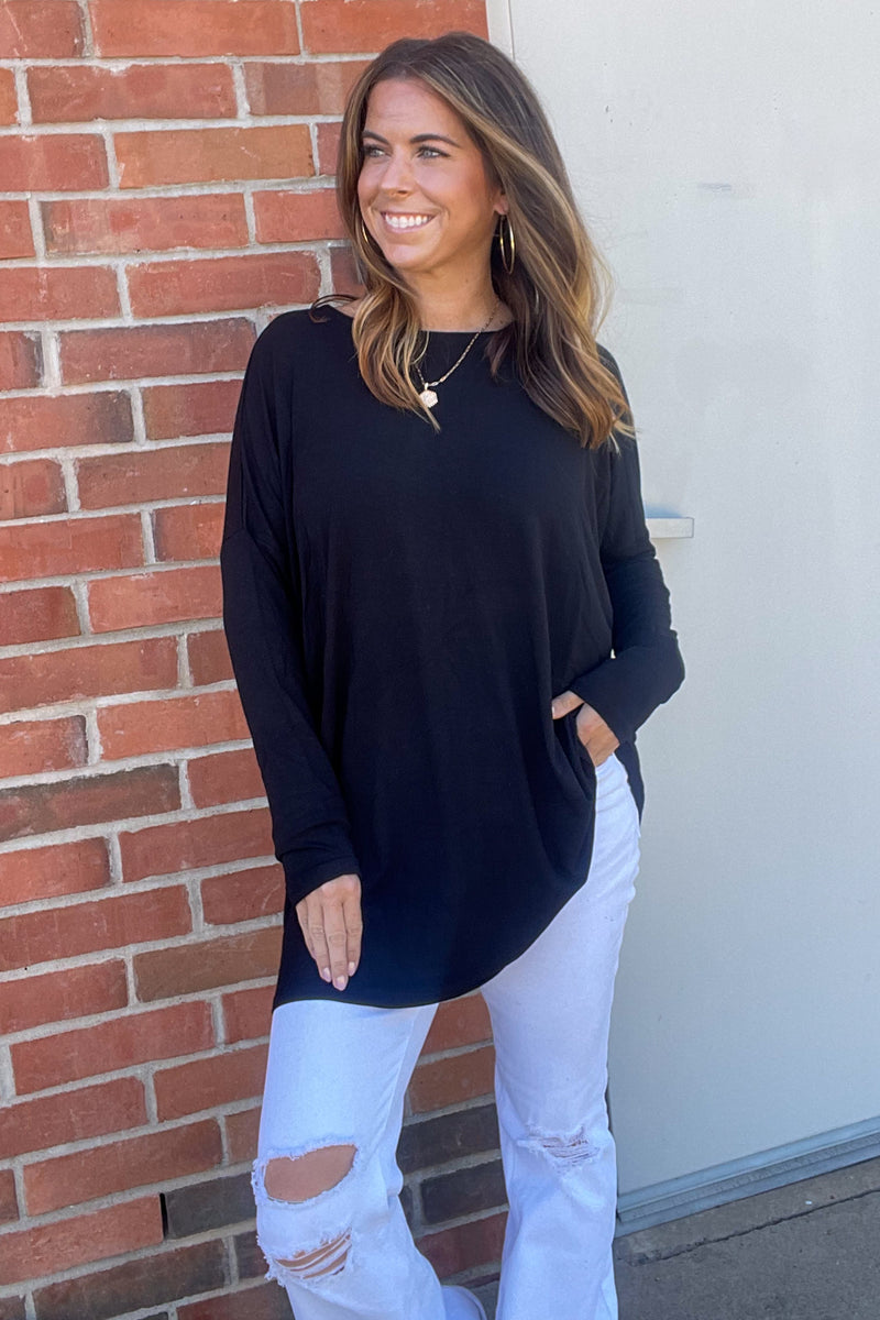 SALE-Zenana-Long Sleeve Round Neck Tunic Top – Simply Dixie Boutique