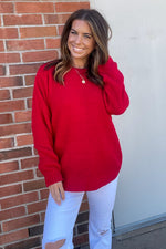 Zenana-Hi-Low Long Sleeve Waffle Sweater