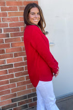 Zenana-Hi-Low Long Sleeve Waffle Sweater