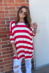 Zenana Red and White Striped Tunic Top