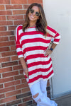 Zenana Red and White Striped Tunic Top