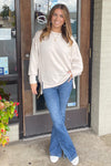 Beige Zenana Hacci Side Slit Sweater