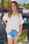 Zenana-Woven Bubble Split Neck Airflow Top