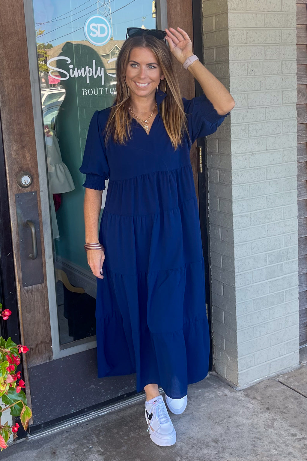 Umgee Navy Midi Dress