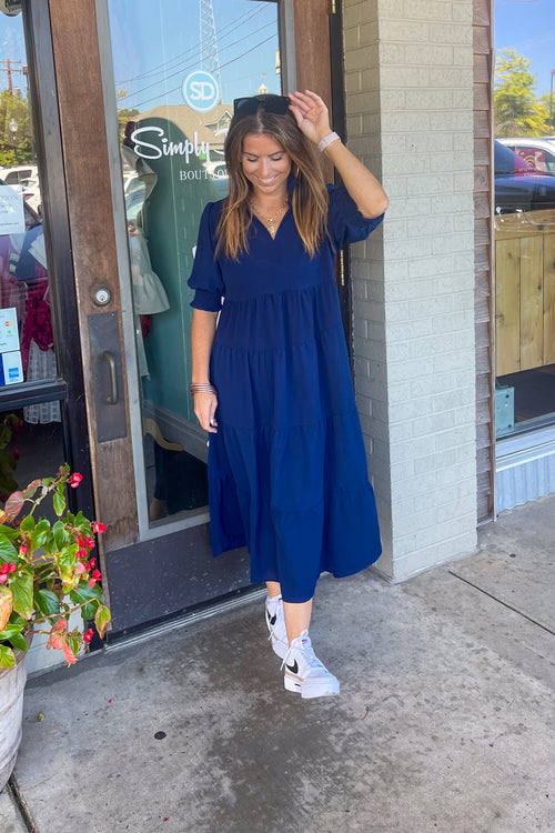 When I Look At You Dress-Navy