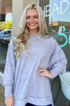 Heather Grey Oversized Side Slit Sweater By Zenana Clothing