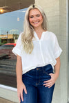 Zenana-Woven Bubble Split Neck Airflow Top