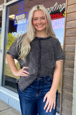 Zenana-Washed Baby Waffle Short Sleeve Top