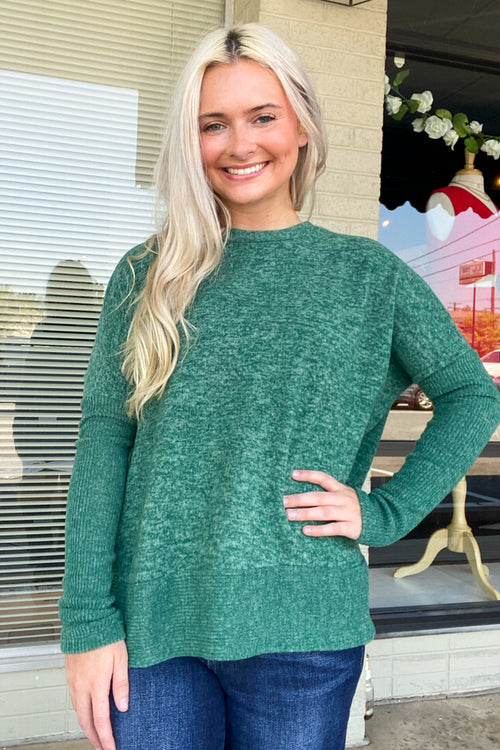 Zenana Long Sleeve Dolman Sleeve Sweater Dark Green