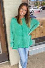 Zenana-Washed Baby Waffle Long Sleeve Top