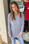 Heather Grey Zenana Front Pocket Sweater