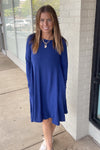 Light Navy Long Sleeve Zenana Swing Dress