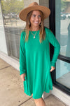 Kelly Green Long Sleeve Zenana Swing Dress
