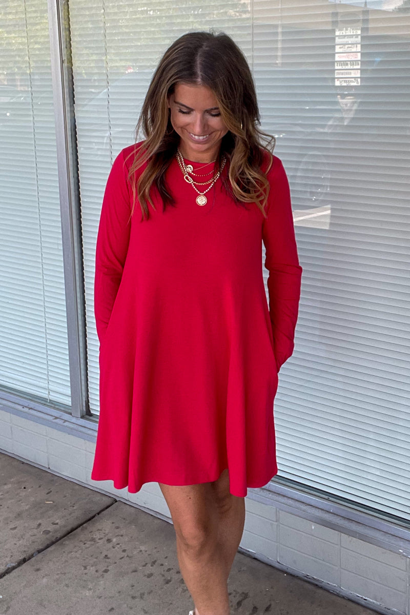 Red Zenana Swing Tunic With Pockets