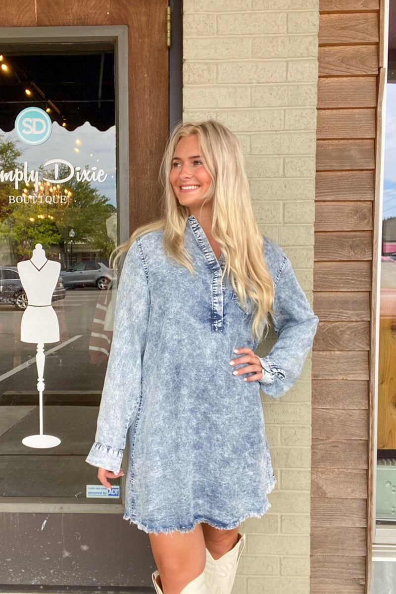 Back And Better Dress-Washed Denim