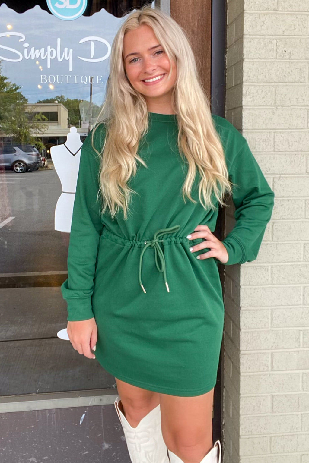Hunter Green Sweatshirt Dress by TCEC