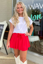 red athletic tennis skort