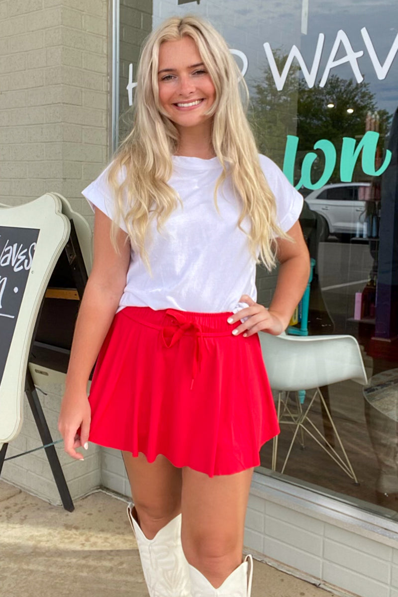 red athletic tennis skort