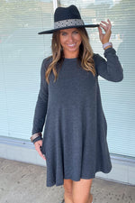 Charcoal Zenana Swing Tunic With Pockets