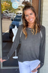 Zenana-Washed Thumb Hole Scoop Neck Long Sleeve Top
