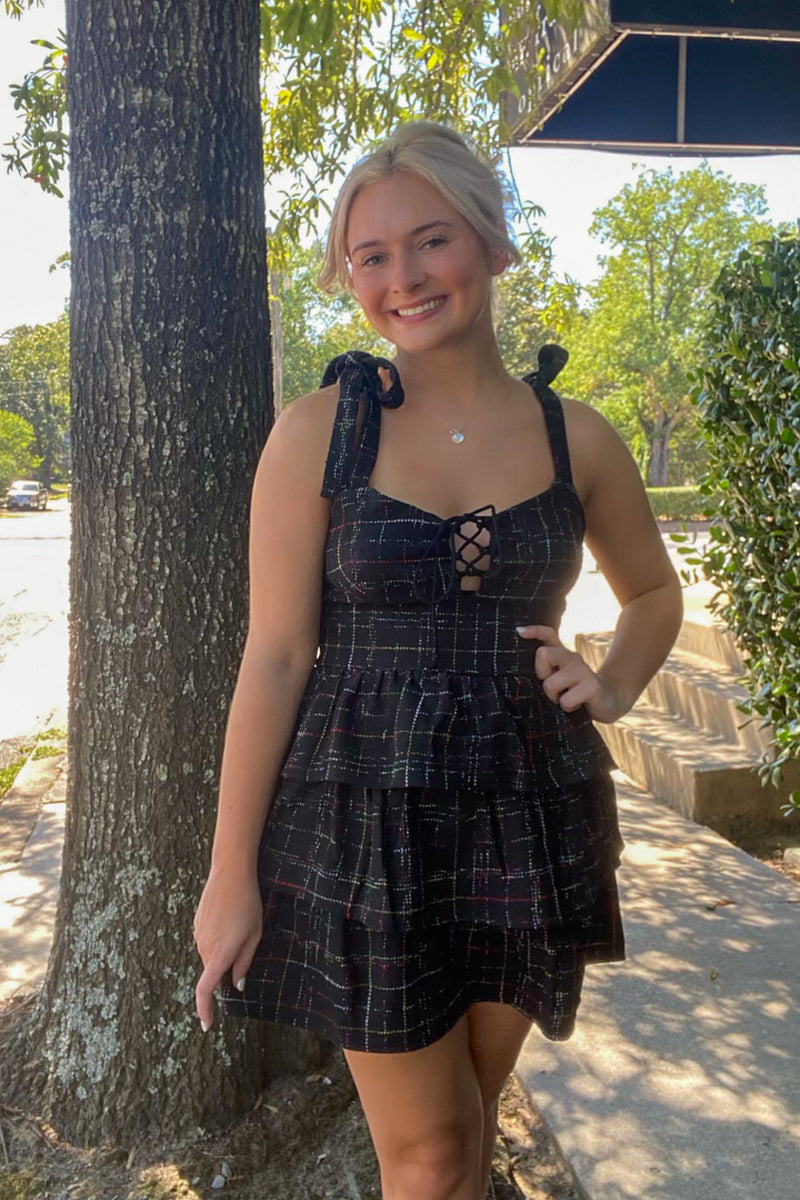 Romance Everywhere Dress-Black Multi