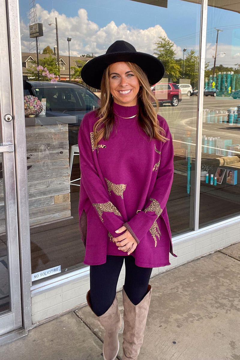 Plum Cheetah Sweater