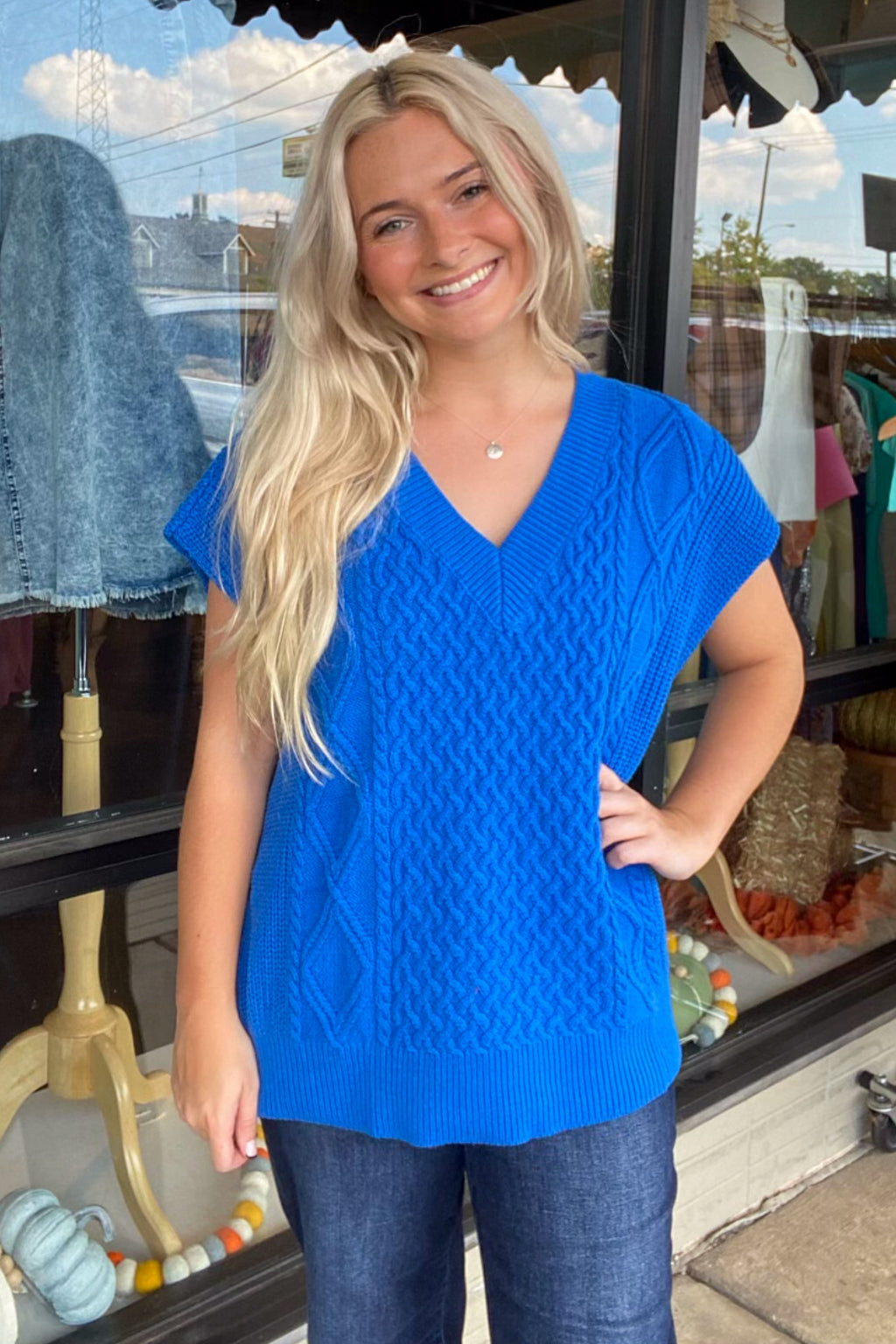 Day + Moon Bright Blue Sweater Vest