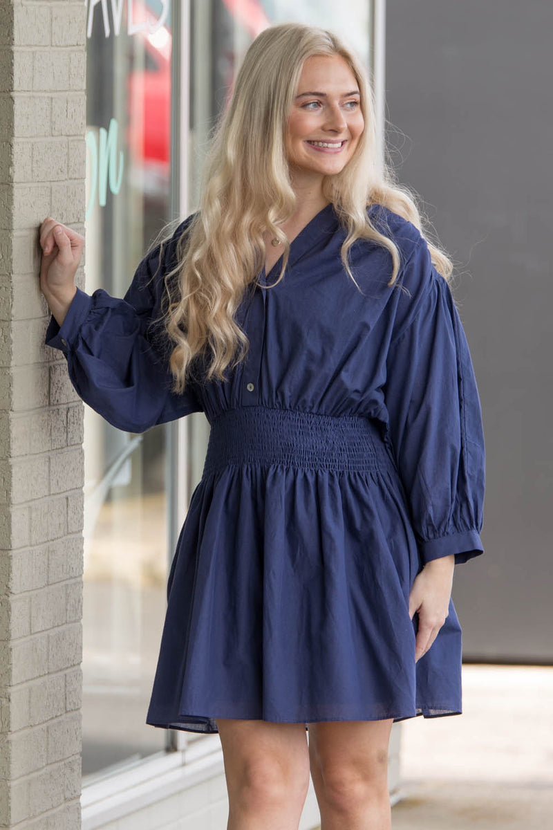 Taking A Trip Dress-Navy