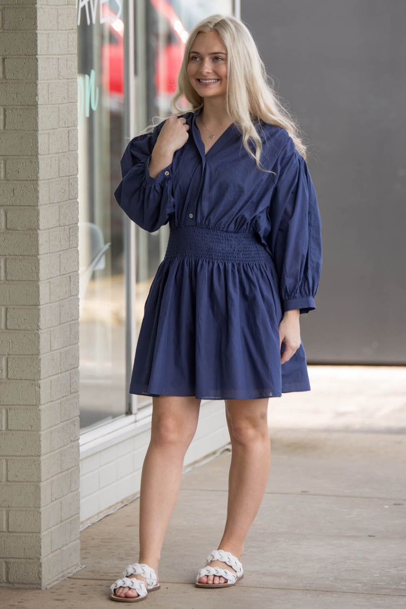 Taking A Trip Dress-Navy