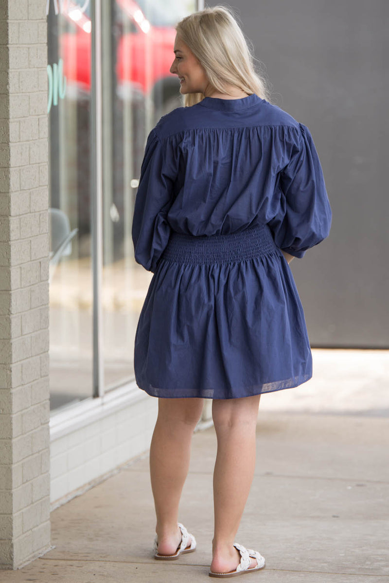 Taking A Trip Dress-Navy