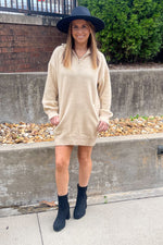 My Cozy Side Sweater Dress-Oatmeal