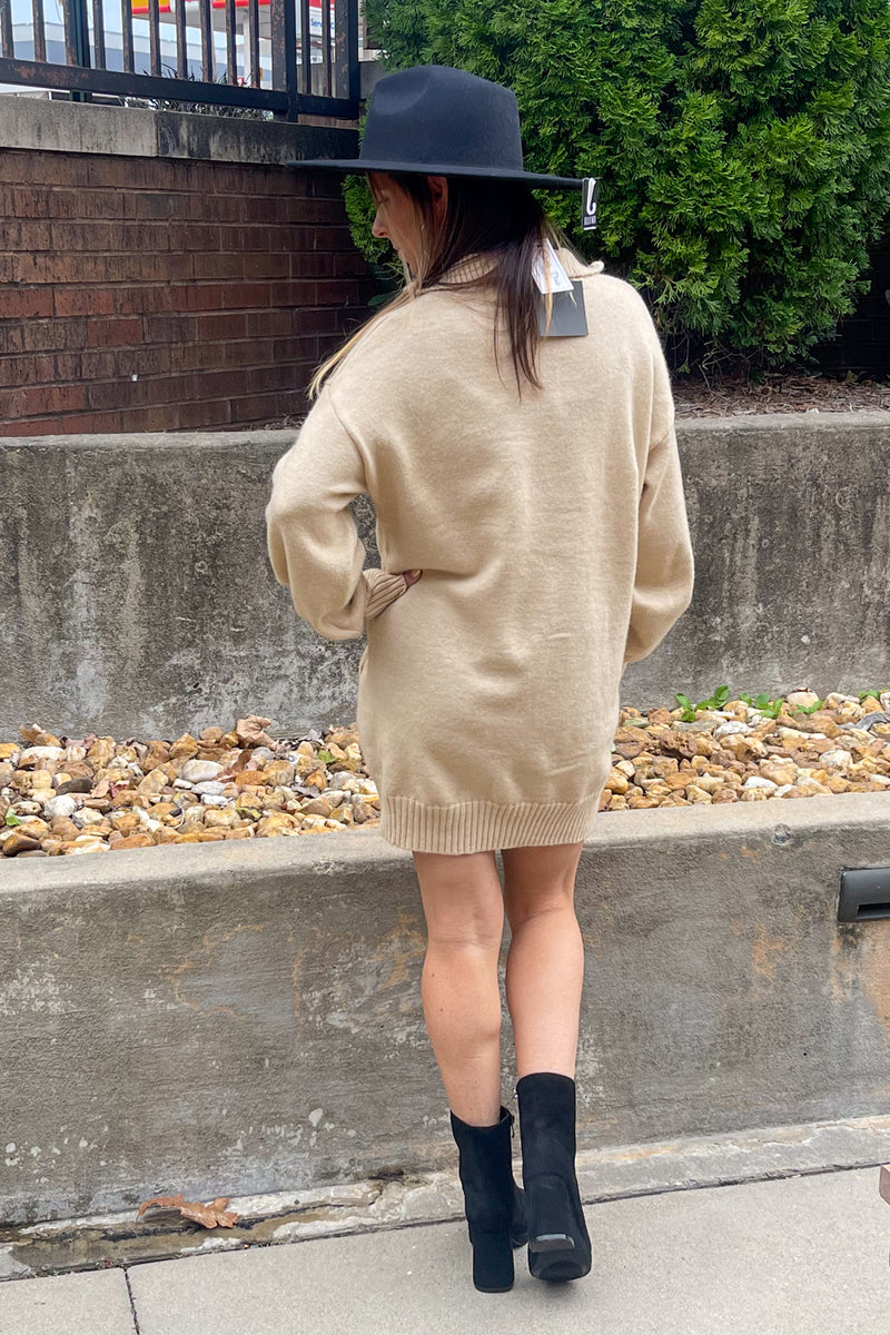 My Cozy Side Sweater Dress-Oatmeal