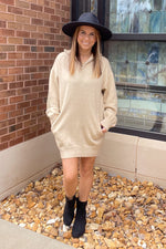 My Cozy Side Sweater Dress-Oatmeal