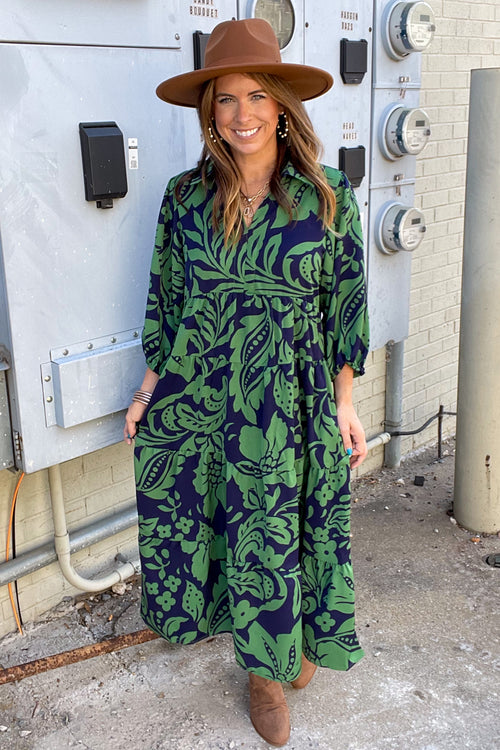 Blissful Nights Dress-Navy