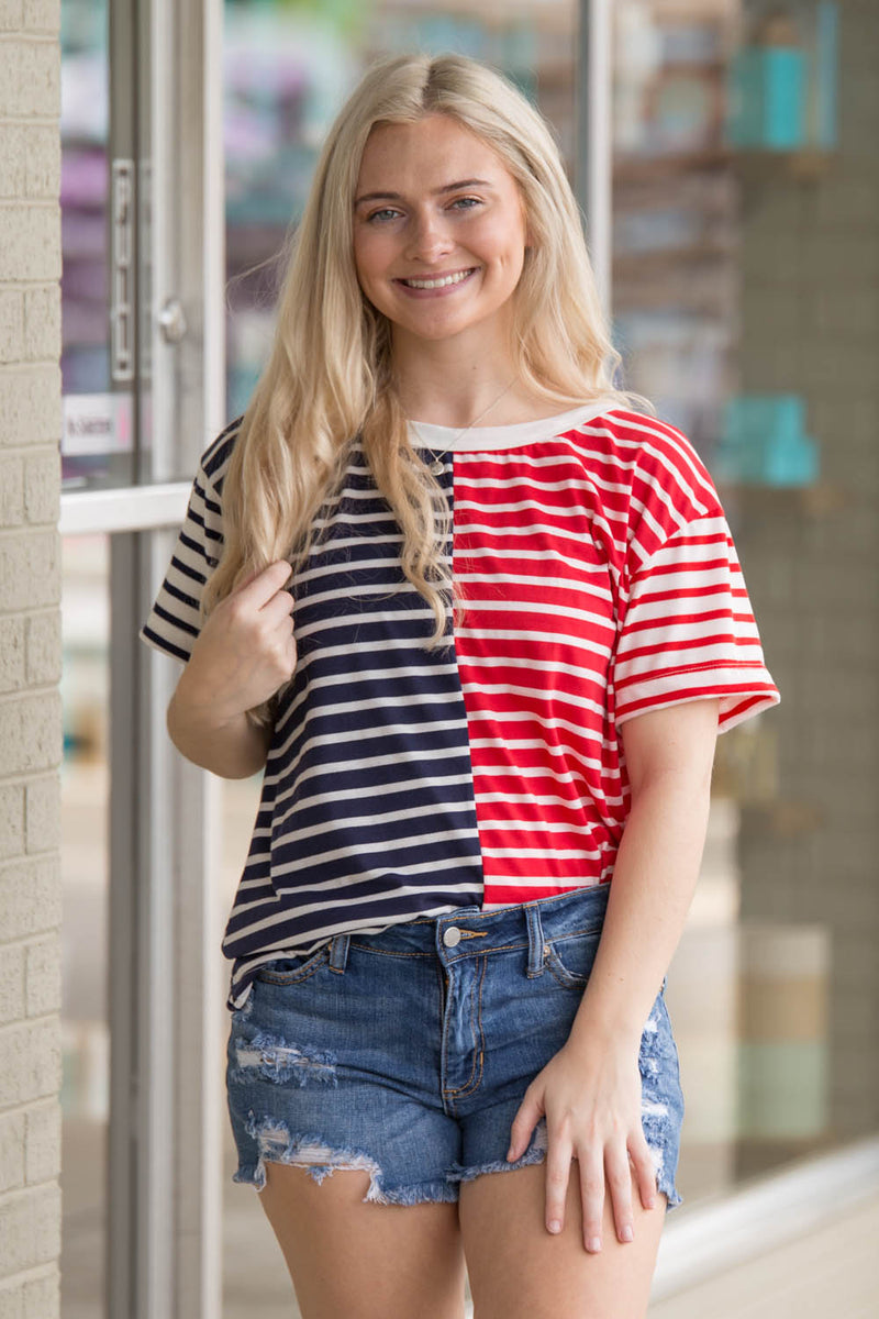 A True Classic Top-Navy/Red