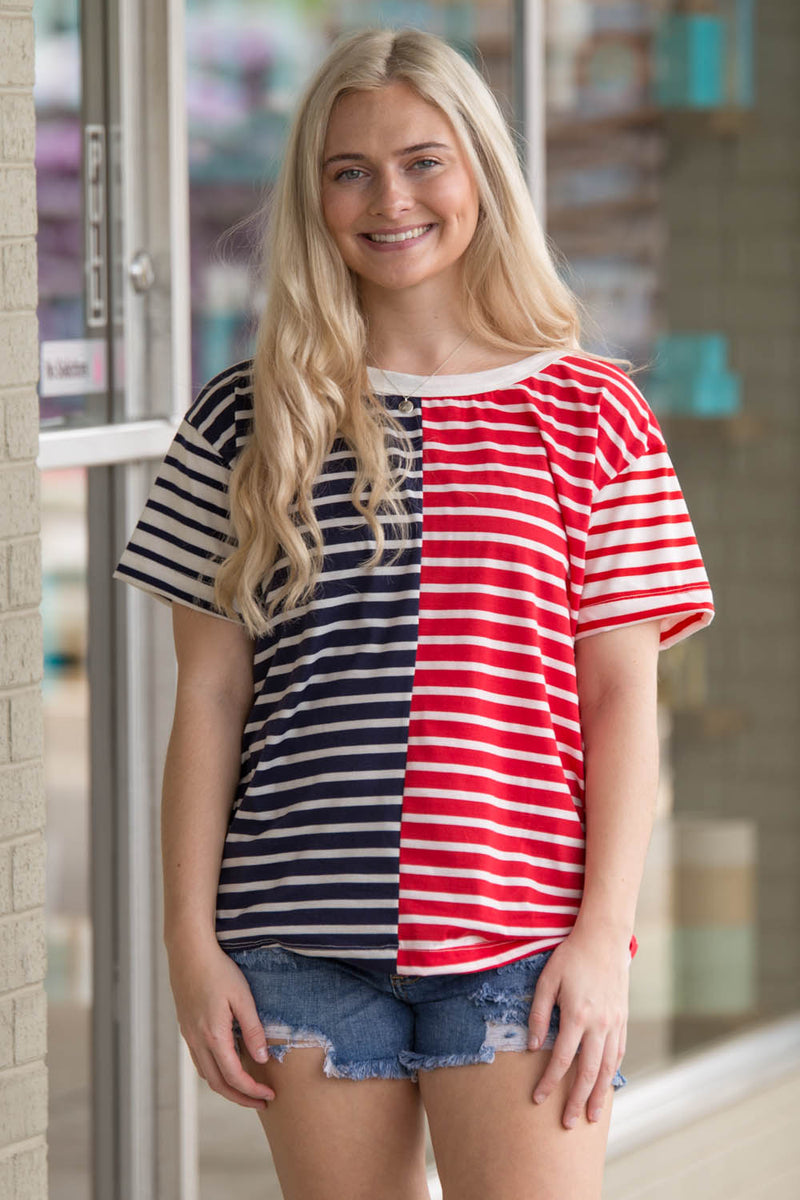 A True Classic Top-Navy/Red