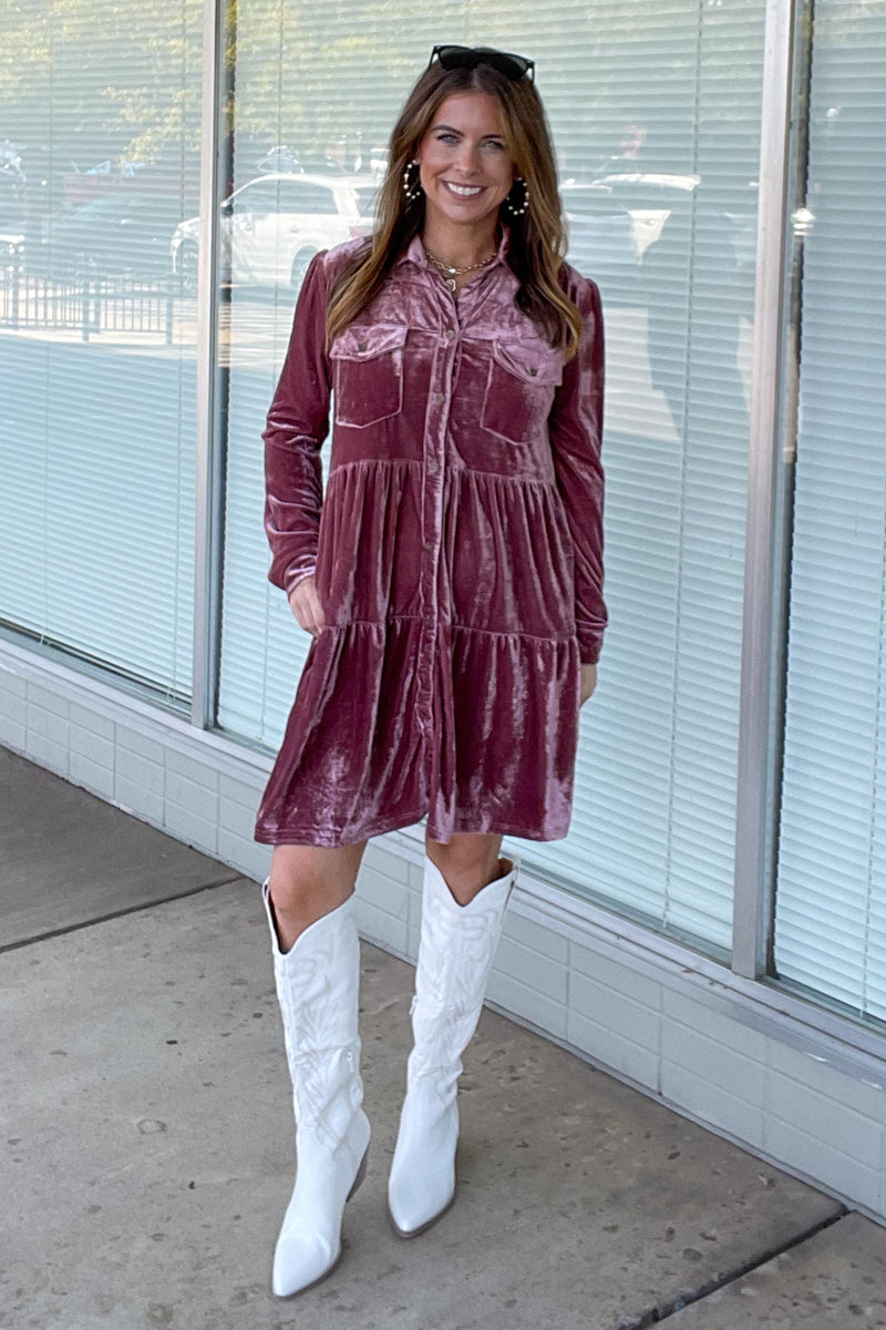 Umgee Rose Velvet Dress