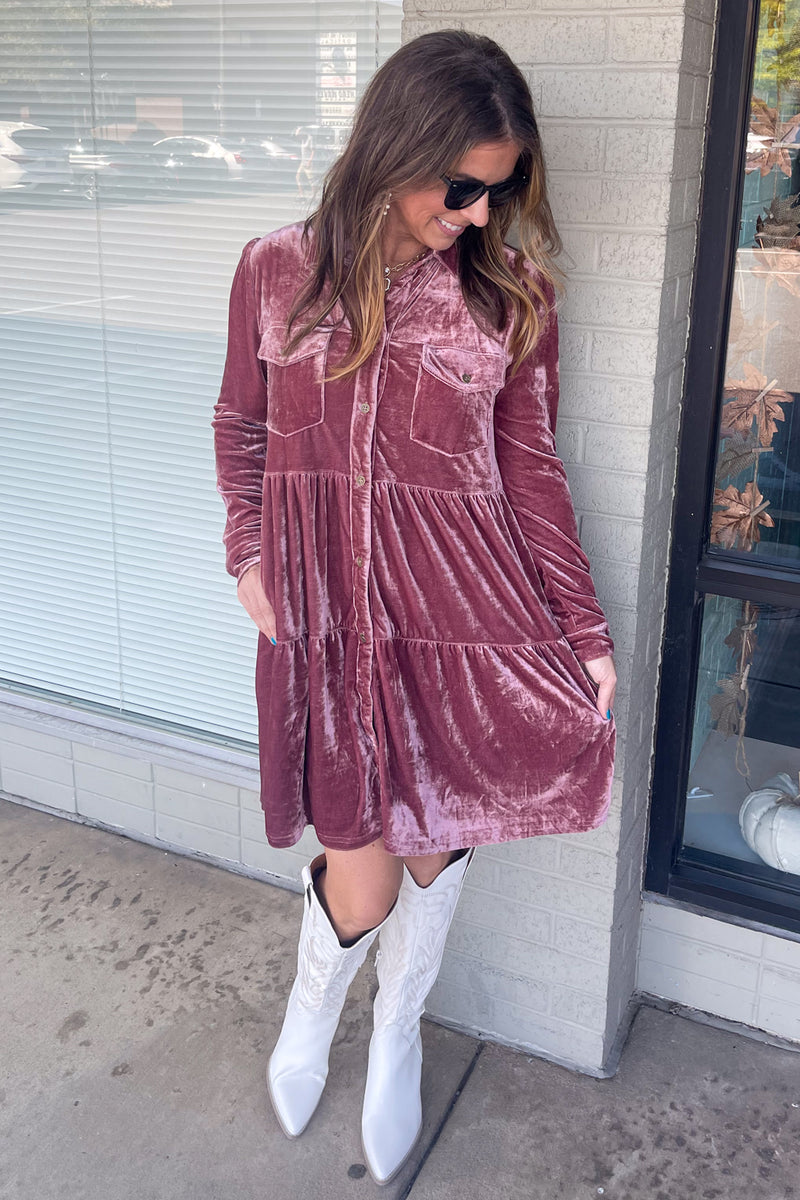 On A High Note Dress-Rose Quartz