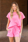 Far From Home Crew Neck Top-Bubble Gum