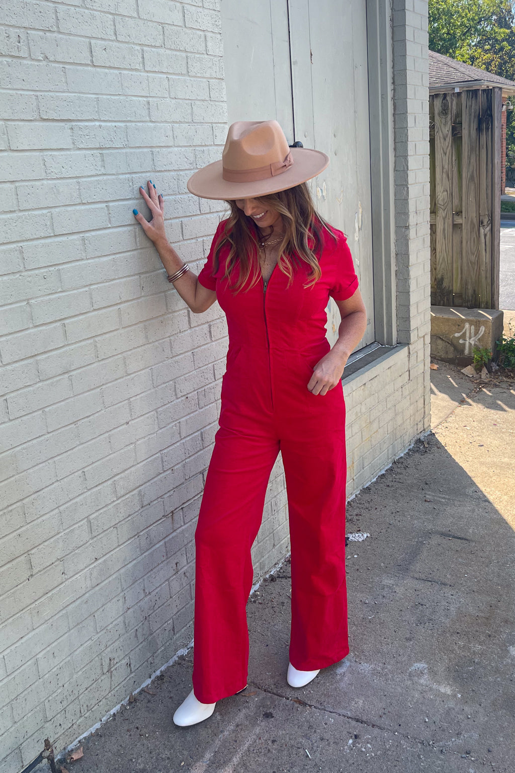Red Ces Femme Corduroy Jumpsuit