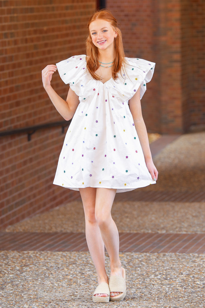 Off To Find Love Dress-White