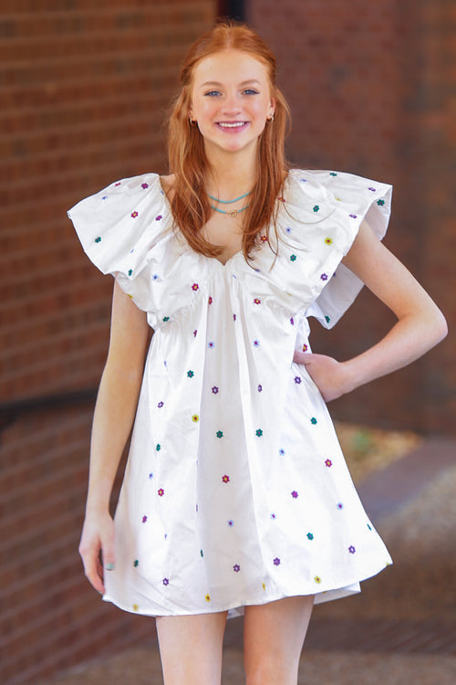 Off To Find Love Dress-White
